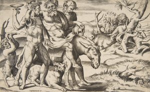 Pijany Silenus na ośle wspieranym przez satyrów, 1531-76.