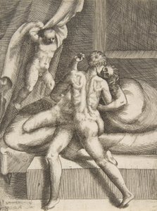 Apollo i Leucothea z „Miłości bogów”, ca. 1531-76. autorstwa Giulio Bonasone