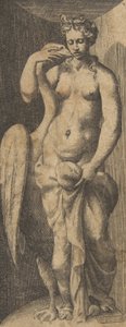 Leda i łabędź, ok. 1531-76. autorstwa Giulio Bonasone