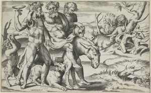 Silenus na osiołku autorstwa Giulio Bonasone