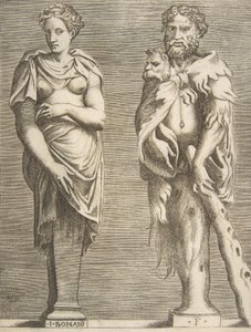 Terminy Herkulesa i Deianira, ca. 1531-76., ca. 1531-76. autorstwa Giulio Bonasone