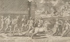 Walka Hectora i Achillesa, i Achillesa ciągnącego ciało Hectora po…, 1531-76.