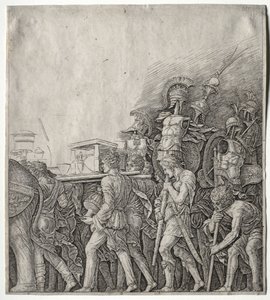 Triumfy Cezara: nosiciele gorsetu, c. 1498. autorstwa Giulio Campagnola