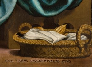 Kaplica Sakramentu SS, Drugie przęsło strona północna, Giulio Campi, Ostatnia Wieczerza, Detal 1569 autorstwa Giulio Campi