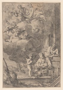 Święta Rodzina z Panną trzymającą Chrystusa nad kołyską, 1640-60., 1640-60.