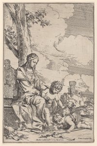 Święta Rodzina z Dzieciątkiem Św. Janem całującym stopy Chrystusa, 1640-60.