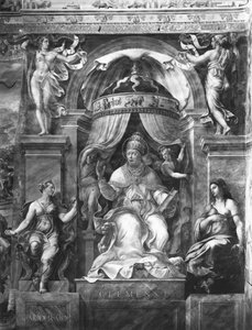 Papież Klemens I (1-97) między Umiarem a Łaskawością, Pokoje Rafaela (patrz także 252787, 252788, 252789) autorstwa Giulio Romano