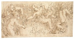 Putti zbiera winogrona: projekt na fryz autorstwa Giulio Romano