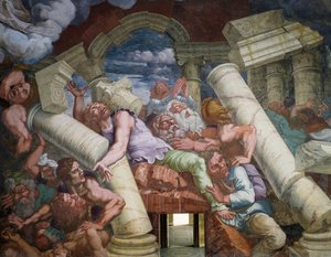 Rebelianci powaleni przez zawalenie się budynku autorstwa Giulio Romano