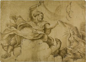 Badanie dla Jupiter Hurling Thunderbolts autorstwa Giulio Romano