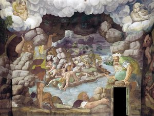 Upadek Gigantów Sala Gigantów, 1536 autorstwa Giulio Romano