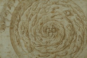 Stream Oceanus (pióro i brązowy tusz z wash on paper) autorstwa Giulio Romano