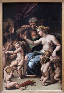 Wenus i Wulkan (olej na płótnie) autorstwa Giulio Romano