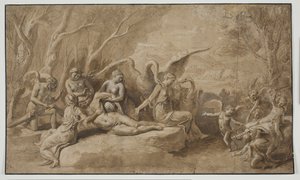 Wenus opłakuje śmierć Adonisa autorstwa Giulio Romano