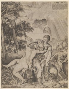 Wenus i Adonis autorstwa Giulio Sanuto