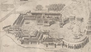 Lustro rzymskiej świetności: widok z lotu ptaka na port w Rzymie, 1554., 1554. autorstwa Giulio de Musi