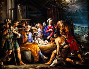 Adoration of the Shepherds (oil on copper) autorstwa Giuseppe (1568-1640) Cesari