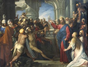 Wskrzeszenie Łazarza (olej na płótnie) autorstwa Giuseppe Cesari