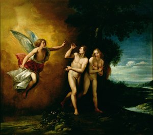 Wypędzenie Adama i Ewy (olej na płótnie) autorstwa Giuseppe Cesari