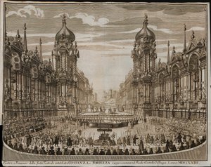 Opera w Konstancji i Twierdza na Zamku Praskim 28 sierpnia autorstwa Giuseppe Bibiena