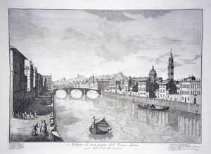 Widok na część rzeki Arno autorstwa Giuseppe (after) Zocchi