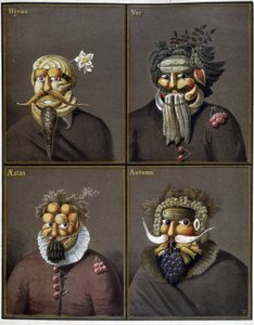 Cztery pory roku: mężczyźni z głowami warzyw na wzór Giuseppe Arcimboldo. autorstwa Giuseppe (style of) Arcimboldo