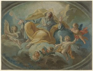 Bóg z aniołami w chmurach autorstwa Giuseppe Baroni