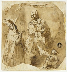 Madonna z Dzieciątkiem z Dzieciątkiem Janem Chrzcicielem i świętym kościelnym autorstwa Giuseppe Bernardino Bison