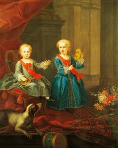 Córki Karola III Burbona, króla Neapolu i Obojga Sycylii oraz Marii Amelii z Saksonii, Królowej Obojga Sycylii, obraz, Giuseppe Bonito (1701-1789), Włochy