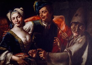 Maski neapolitańskie, Giuseppe Bonito (1707-1789), olej na płótnie.