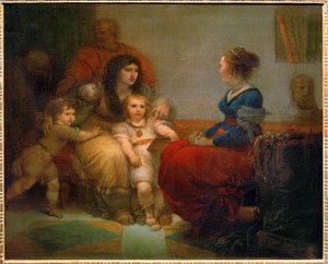 Cornelie, mere des Gracques - Kornelia, matka Gracchi z synami Tyberiuszem i Gajuszem oraz córką Sempronią ... autorstwa Giuseppe Cades