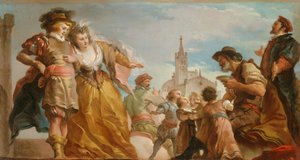 Spotkanie Gautiera, hrabiego Antwerpii, i jego córki Violante, ok. 1930 r. 1787.
