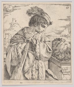 Dawid patrzący na głowę Goliata, 1620-30.