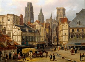 Umieść starą wieżę Haute w Rouen. Obraz Giuseppe Canelli (1788-1847)