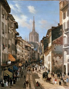 Widok na ulicę Corsia dei Servi (obraz, ok. 1839) autorstwa Giuseppe Canella