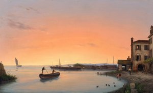 Chioggia przed wschodem słońca autorstwa Giuseppe Canella d. Ä.