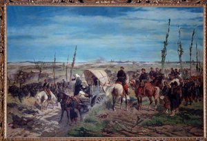 Włoski obóz wojskowy w bitwie pod Magentą w 1859 r. (olej na płótnie)