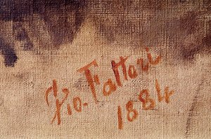 Autoportret w wieku 59 lat, fragment podpisu (olej na płótnie)