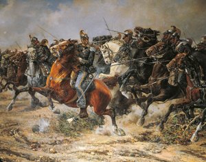 Trzecia wojna o niepodległość, szarża kawalerii Genui w Custozie, 24 czerwca 1866, namalowany przez Giuseppe Gabani autorstwa Giuseppe Gabani