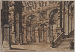 Monumentalna sala sklepiona ze schodami autorstwa Giuseppe Galli Bibiena