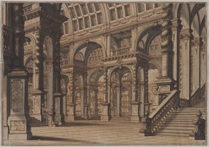 Monumentalna sala sklepiona z klatką schodową, druga ćw. XVIII w. autorstwa Giuseppe Galli Bibiena