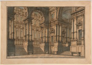Scenografia: Wnętrze Pałacu autorstwa Giuseppe Galli Bibiena