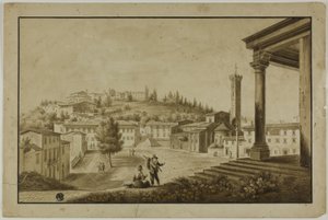 Widok na Piazza w Fiesole autorstwa Giuseppe Gherardi