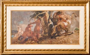 Kąpiący się i centaur (olej na sklejce) autorstwa Giuseppe Graziosi