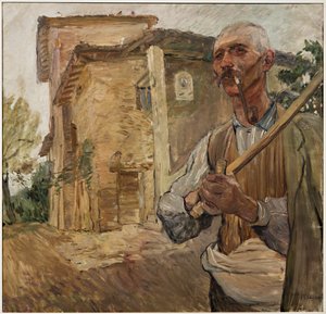 Mężczyzna z fajką (olej na płótnie) autorstwa Giuseppe Graziosi