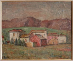 Wieś u podnóża gór (olej na płótnie) autorstwa Giuseppe Graziosi
