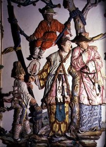 Salon Chino (pokój chiński) przedstawiający figurki chińskiej pary i bawiących się dzieci, 1769 (porcelana) (patrz także 93237, 93239) autorstwa Giuseppe Gricci
