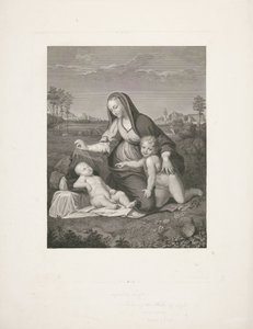 Maryja z Dzieciątkiem i młody Jan Chrzciciel w pejzażu Madonna del Velo autorstwa Giuseppe Longhi