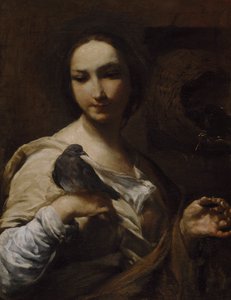 Dziewczynka trzymająca gołębia, 1721-27