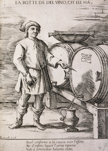 Beczka dająca wino, które zawiera, przysłowie autorstwa Giuseppe Maria Mitelli